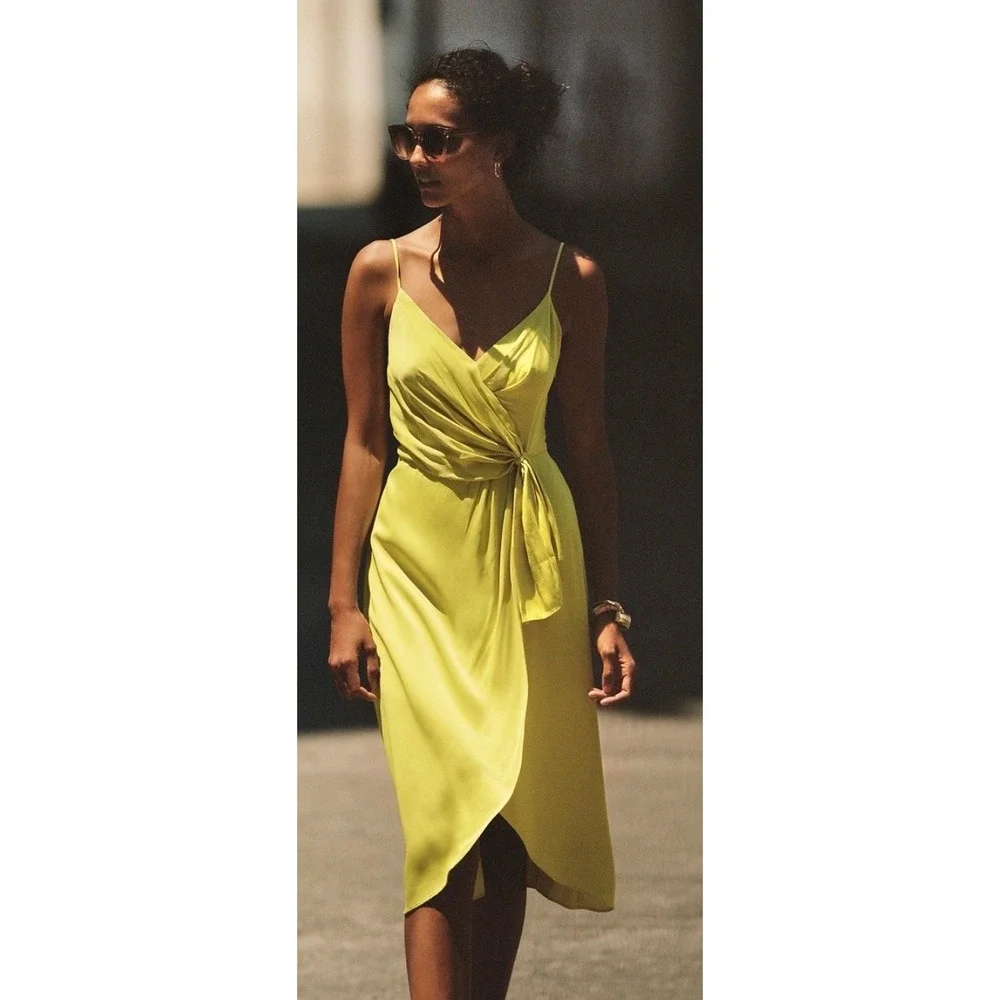 neon yellow midi dress Neon Yellow Long Sleeve Midi Dress / Up To 6XL